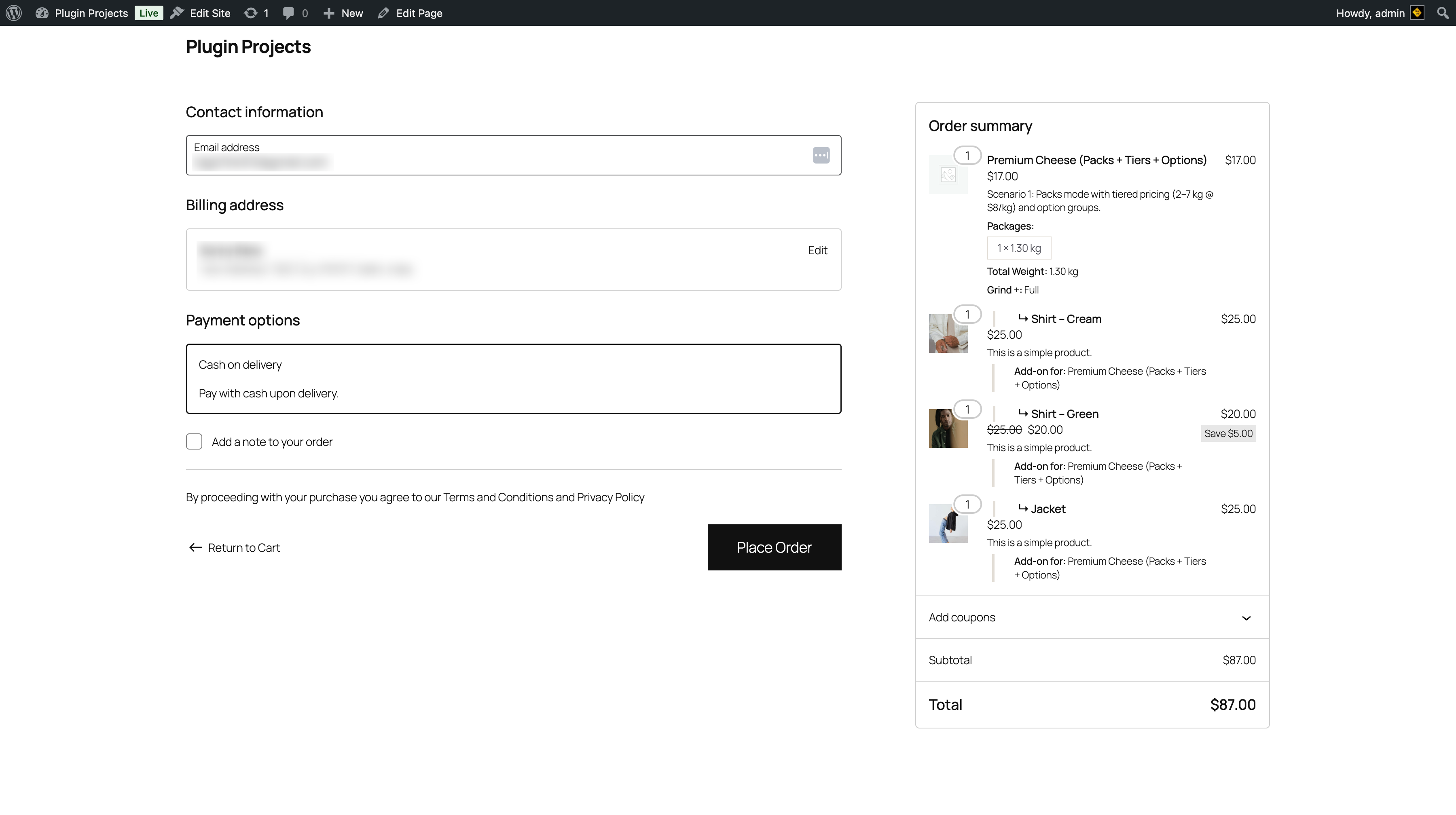 Checkout order summary