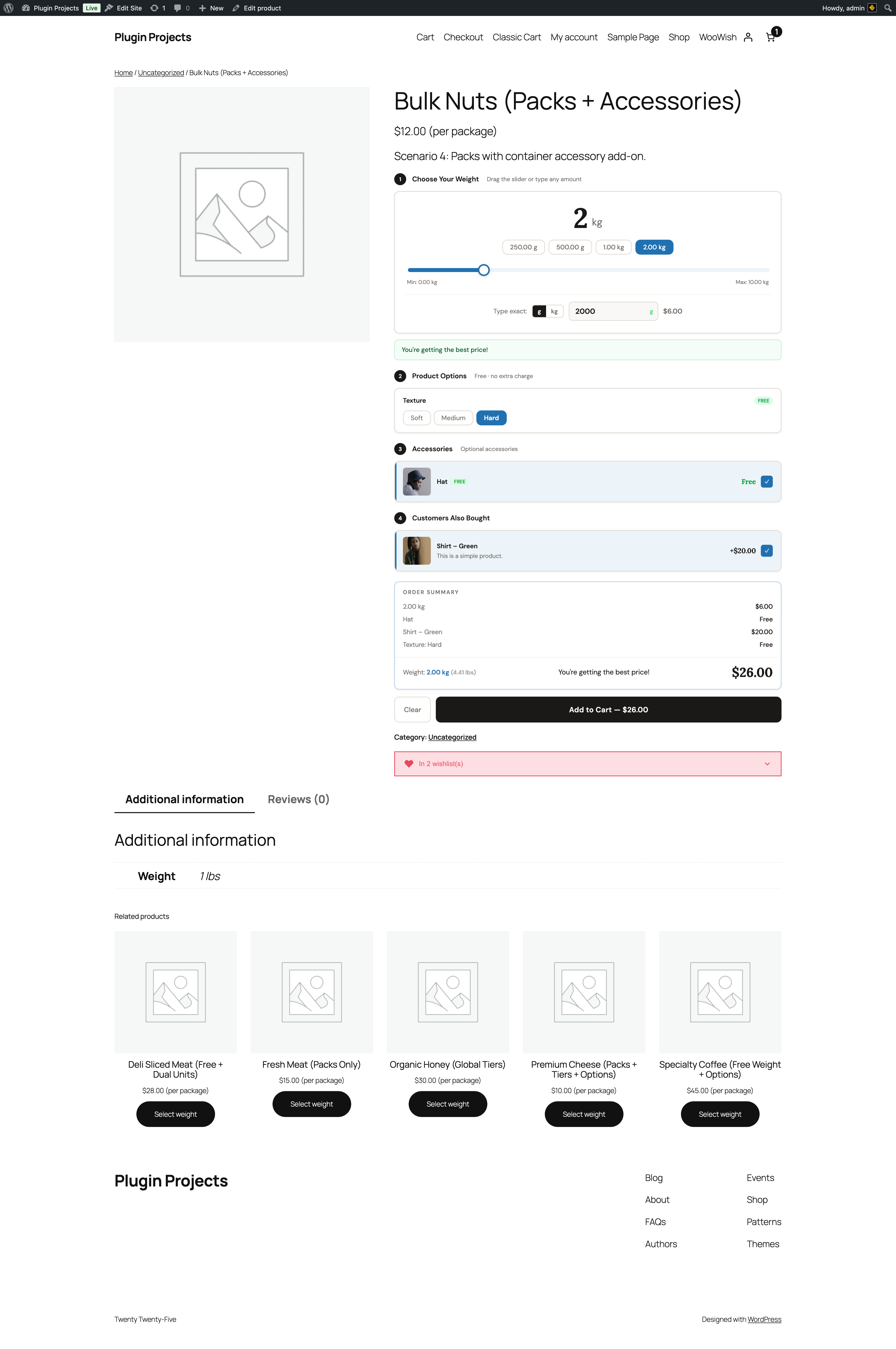 Frontend: Free Weight product page